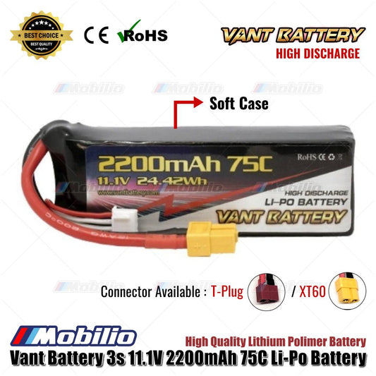 Vant Battery 3S 11.1V 2200 mAh 75 C Lithium Polymer Soft Case Battery