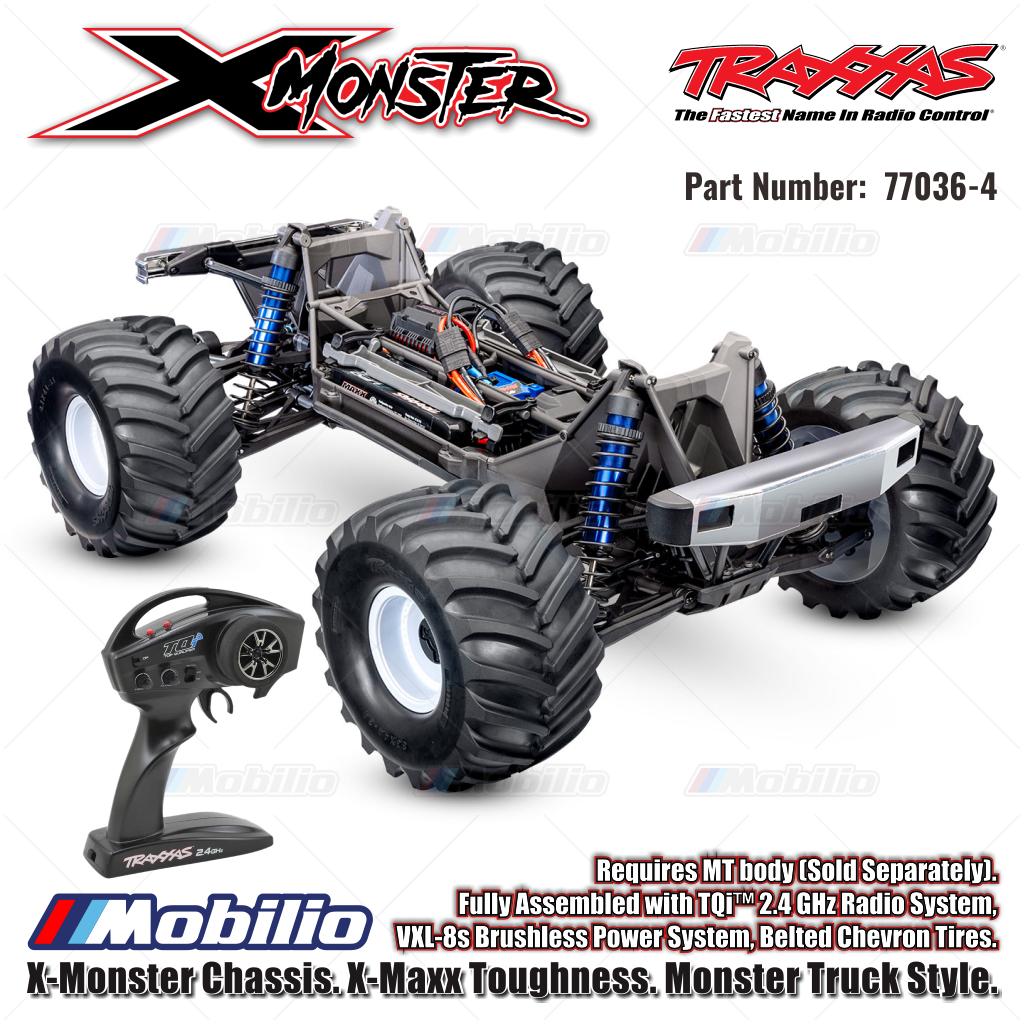 Traxxas 77036-4 X-Monster Chassis X-Maxx Toughness Monster Truck Style Fully Assembled with TQi 2.4 GHz Radio System VXL-8s Brushless Power System Belted Chevron Tires and MT body Dijual Terpisah 7691-BLK