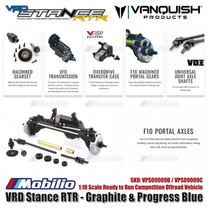 Vanquish Products VRD Stance RTR - Graphite VPS09009D & Progress Blue VPS09009C Kendaraan Offroad Kompetisi Siap Jalan Skala 1:10