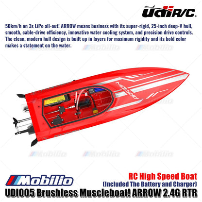 UDIR/C UDI005 Brushless Muscleboat! ARROW 2.4G RC High Speed Boat RTR