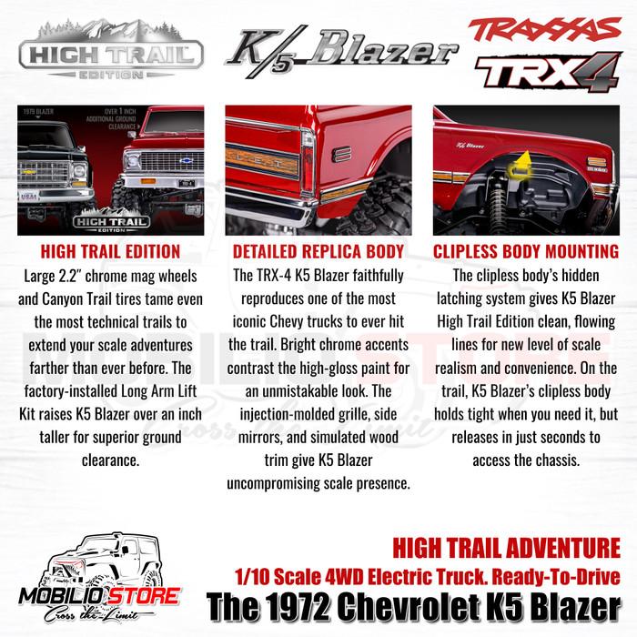 Traxxas 92086-4 TRX4 High Trail The 1972 Chevrolet K5 Blazer 1/10 4WD RTR RC Clipless