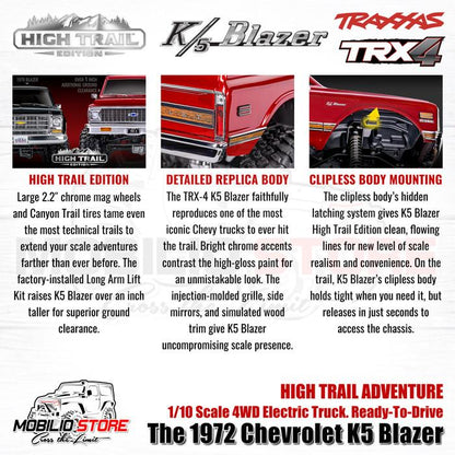 Traxxas 92086-4 TRX4 High Trail The 1972 Chevrolet K5 Blazer 1/10 4WD RTR RC Clipless