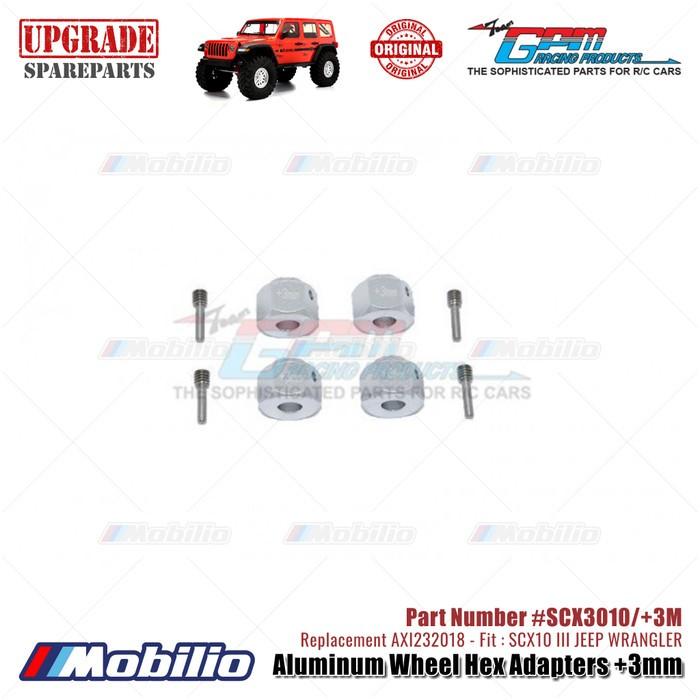 GPM Part #SCX3010/+3M Aluminum Wheel Hex Adapters +3mm Upgrade Axial SCX10 III Jeep Wrangler AXI232018 Replacement  Remote Control