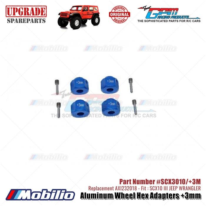 GPM Part #SCX3010/+3M Aluminum Wheel Hex Adapters +3mm Upgrade Axial SCX10 III Jeep Wrangler AXI232018 Replacement  Remote Control