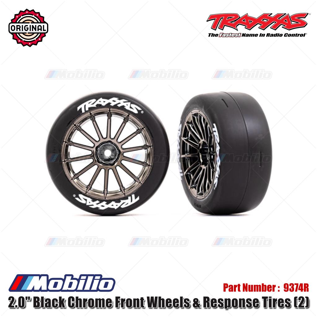Traxxas Part #9374R 2.0" Black Chrome Front Wheels & Response Tires (2)