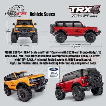 Traxxas 92076-4 TRX4 All New 2021 Bronco 4x4 1/10 RTR Rock Crawler Clipless
