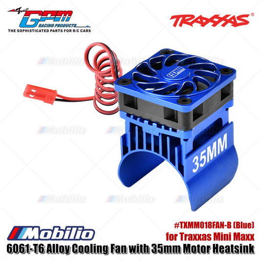 GPM Part #TXMM018FAN-B 6061-T6 Alloy Cooling Fan with 35mm Motor Heatsink for Traxxas Mini Maxx Upgrade