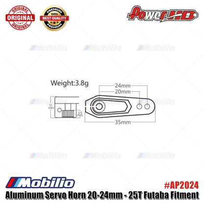Power HD AP2024 Aluminum Servo Horn 20-24mm - 25T Futaba Fitment
