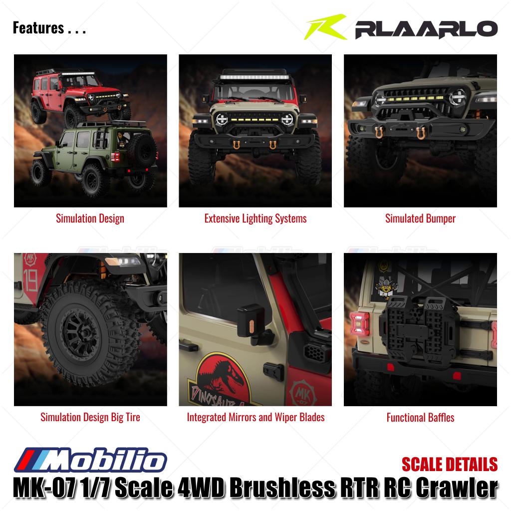 Rlaarlo MK-07 Skala 1/7 4WD Brushless RTR 2.4GHz RC Crawler Desain Bertema Dinosaurus yang Dilukis Tangan, Petualangan, Kendali Jarak Jauh