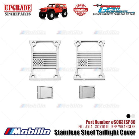 GPM Part #SCX3ZSP8C Stainless Steel Taillight Cover Accessories Axial SCX10 III Jeep Wrangler