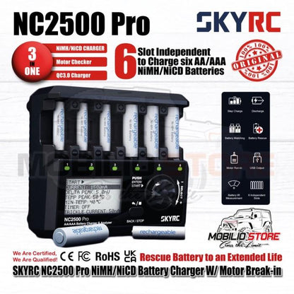 SKYRC NC2500 Pro Pengisi Daya Baterai NiMH NiCd w/Tamiya Dinamo Break-in