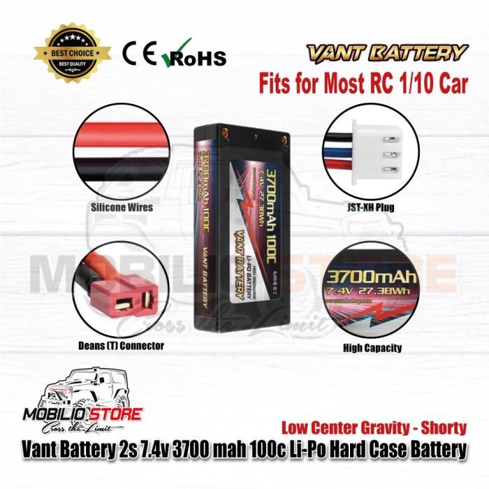 Baterai Li-Polimer Vant 2S 7.4V 3700 mAh 100C LCG Pendek