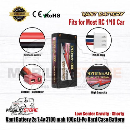 Baterai Li-Polimer Vant 2S 7.4V 3700 mAh 100C LCG Pendek