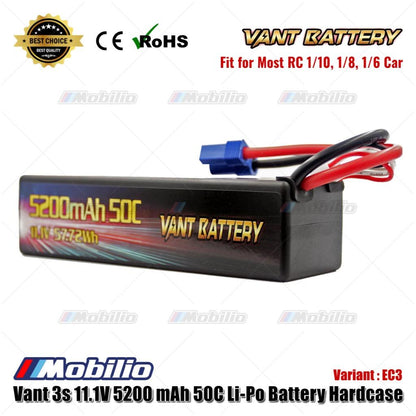 Vant Battery LiPo 3S 11.1 Volt 5200mAh 50C Baterai Li-Po Hard Case