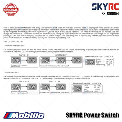 SKYRC #SK-600054 Sakelar Daya On/Off Asli Terkendali MCU Baterai LIPO NIMH 4-12V untuk RC 1/10 1/8
