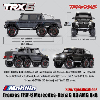 Traxxas TRX-6 G63 AMG 6x6 RTR RC Car Crawler Adventure 1/10 Scale TRX6 Ready New Clipless Body Mounting LED Light Kit Waterproof Speed Control