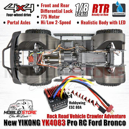 Yikong YK-4083 Ford Bronco 1/8 Scale RTR RC Rock Road Vehicle Crawler