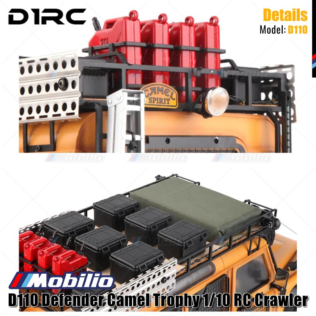 D1RC D110 Defender Camel Trophy Skala 1/10 Jarak Sumbu Roda 334mm Mobil RC Crawler Petualangan