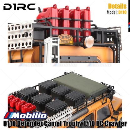 D1RC D110 Defender Camel Trophy Skala 1/10 Jarak Sumbu Roda 334mm Mobil RC Crawler Petualangan