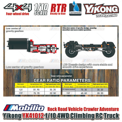Yikong YK41012 1/10 4WD Climbing RC Truck Rock Road Vehicle Crawler Adventure