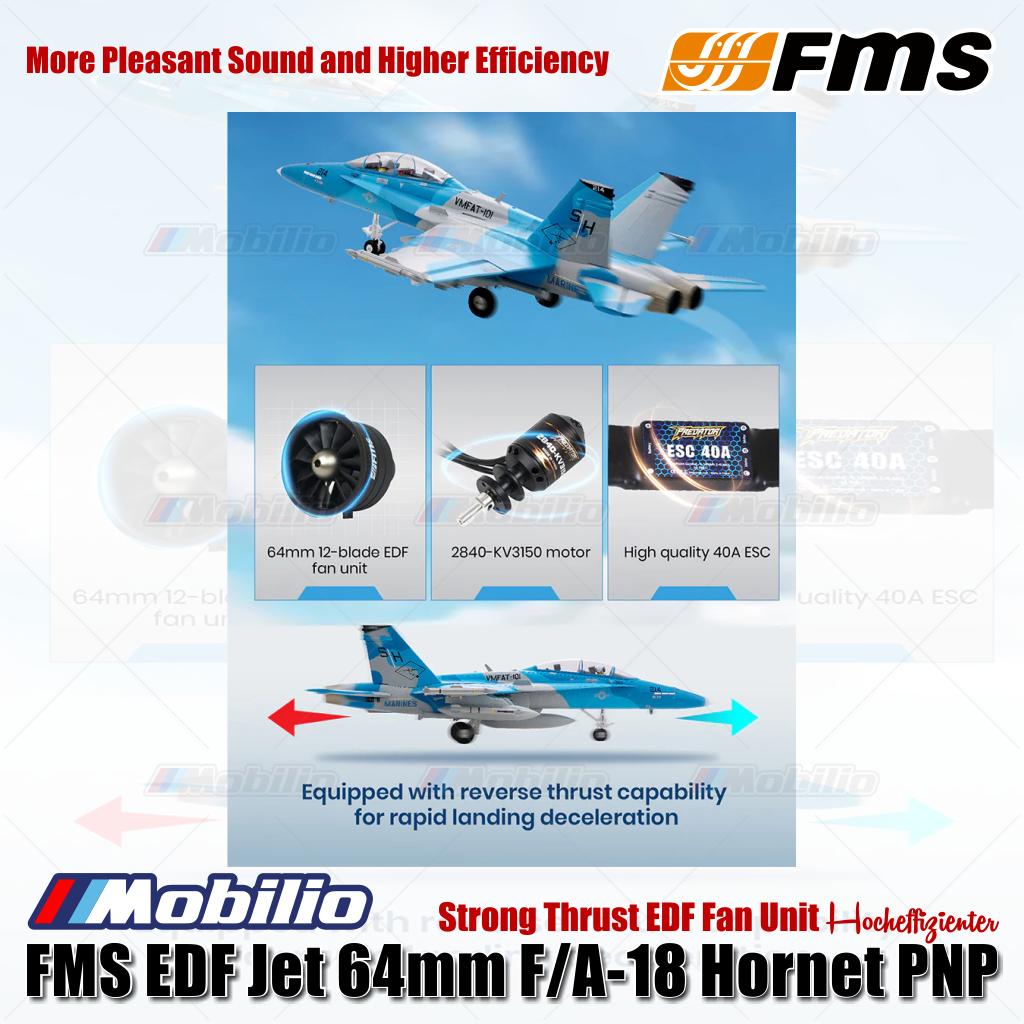 FMS EDF Jet 64mm F/A-18 Hornet PNP Desain Ulang Keunggulan Udara Melanjutkan Legenda Pertempuran Udara Pemodelan Aero