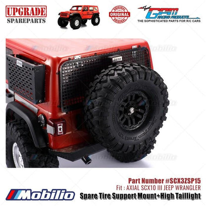 GPM Part #SCX3ZSP15 Spare Tire Support Mount High Taillight Accessories Axial SCX10 III Jeep Wrangler