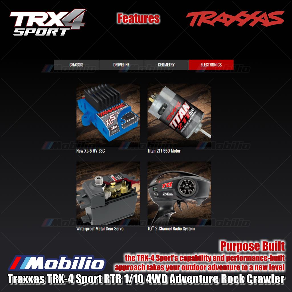 Traxxas 82224-4 TRX-4 Sport 1/10 Scale 4X4 Trail Truck Waterproof Electronics with TQ 2.4 GHz 2-Channel Radio System RTR