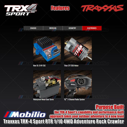 Traxxas 82224-4 TRX-4 Sport 1/10 Scale 4X4 Trail Truck Waterproof Electronics with TQ 2.4 GHz 2-Channel Radio System RTR
