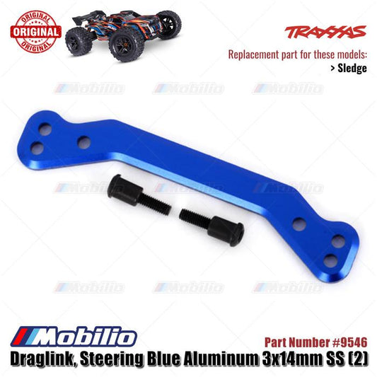 Traxxas Part #9546 Draglink Steering Blue Aluminum 3x14mm SS RC Sledge 1/8 Scale Off-Road