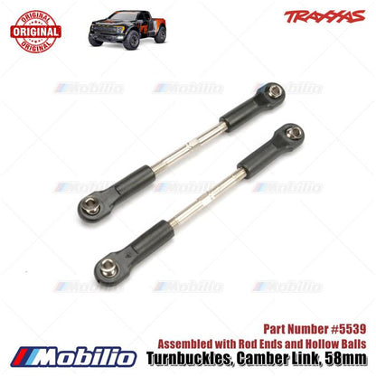 Traxxas Part #5539 Camber Links 58mm Assembled with Rod Ends and Hollow Balls for RC Ford Raptor Slash Hoss Stampede Rustler XO-1