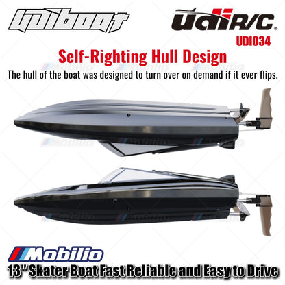UDIR/C UDI034 13″ Skater Boat Fast Reliable and Easy to Drive Waterproof Self-Righting RC Kapal Perahu RTR