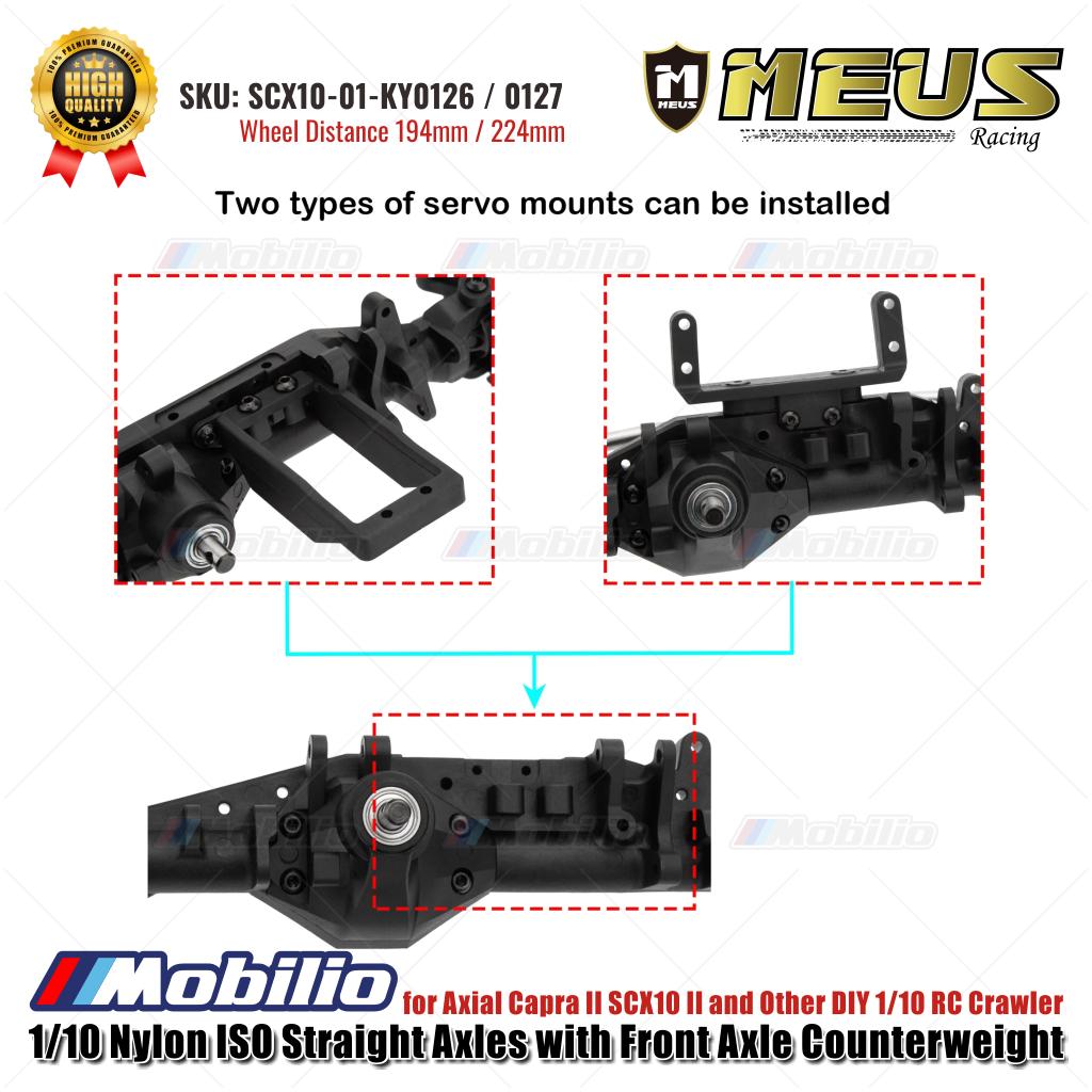 Gandar Lurus ISO Nilon 1/10 MEUS Racing dengan Penyeimbang Gandar Depan untuk Axial Capra II SCX10 II dan Crawler RC 1/10 DIY Lainnya