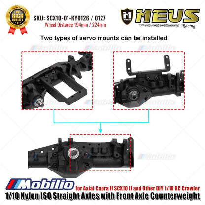 Gandar Lurus ISO Nilon 1/10 MEUS Racing dengan Penyeimbang Gandar Depan untuk Axial Capra II SCX10 II dan Crawler RC 1/10 DIY Lainnya