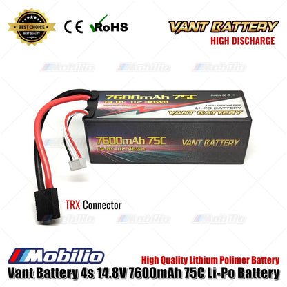 Vant Battery Lipo 4S 14.8V 7600 mAh 75C Baterai RC Lithium Polimer