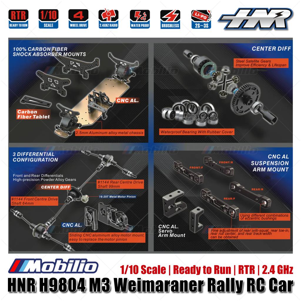HNR H9804 M3 Weimaraner 1/10 Scale 4WD Brushless 2.4GHz RTR RC Rally Car
