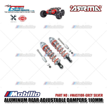GPM Part #MAS110R Aluminum Rear Adjustable Dampers 110mm RC Upgrade Arrma 6S Kraton Tailon Typhon Senton