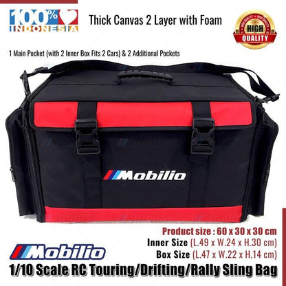Tas Selempang Reli Drifting Touring RC Skala 1/10 dengan 2 Kotak Dalam Muat 2 Mobil