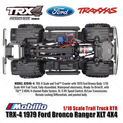 Traxxas TRX-4 1979 Ford Bronco Ranger 4X4 Skala 1/10 Truk Trail TRX4 RC Crawler Petualangan