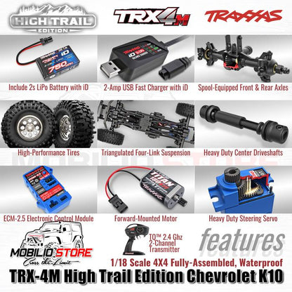 Traxxas 97064-1 TRX-4M High Trail Edition Chevrolet K10 Skala 1/18 4X4 RTR Tanpa Klip