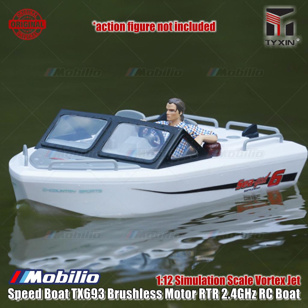 Perahu Cepat TX693 Motor Tanpa Sikat RTR Perahu RC 2.4GHz Skala Simulasi 1:12 Jet Vortex