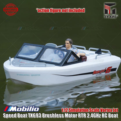Perahu Cepat TX693 Motor Tanpa Sikat RTR Perahu RC 2.4GHz Skala Simulasi 1:12 Jet Vortex