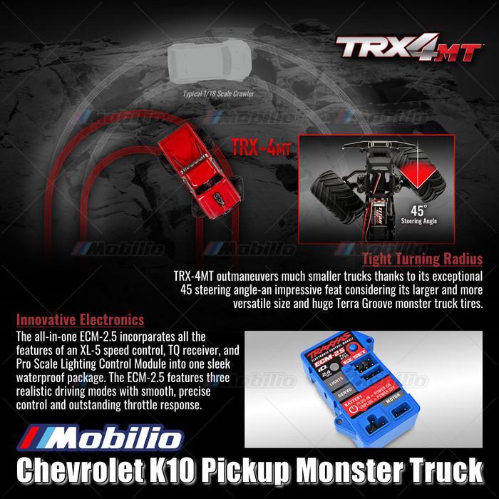 Traxxas 98064-1 TRX-4MT Chevrolet K10 Pickup Monster Truck Bigfoot Skala 1/18 4X4 RTR Rakitan Lengkap Tahan Air TRX4MT Tanpa Klip