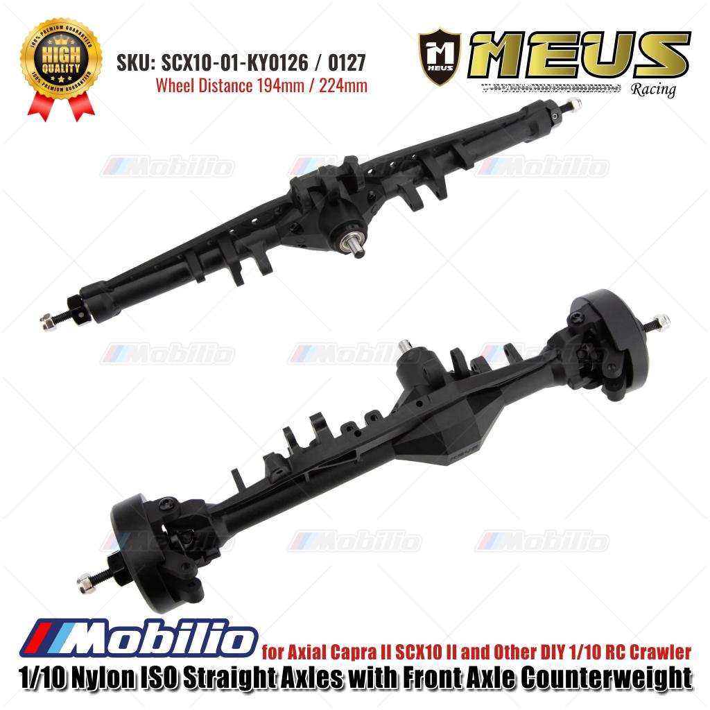 Gandar Lurus ISO Nilon 1/10 MEUS Racing dengan Penyeimbang Gandar Depan untuk Axial Capra II SCX10 II dan Crawler RC 1/10 DIY Lainnya
