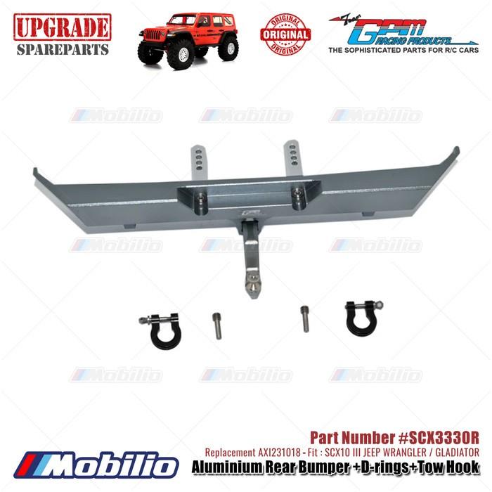 GPM Part #SCX3330R Aluminium Rear Bumper D-rings Tow Hook Axial SCX10 III Jeep Wrangler Gladiator AXI231018 Replacement RC Car Remote Control Toy