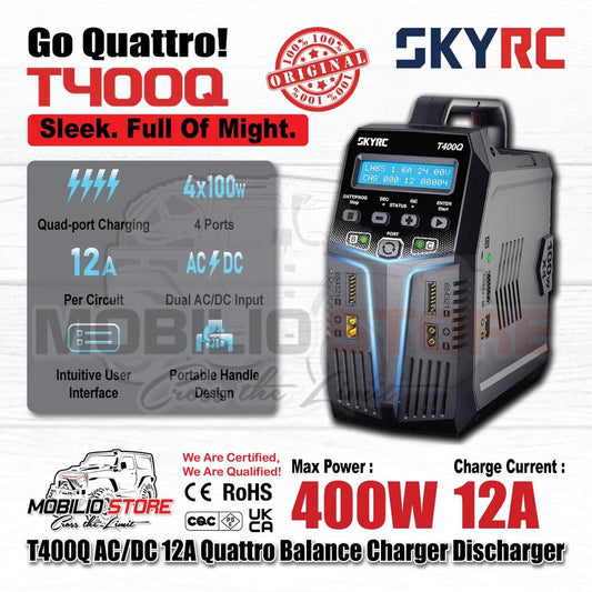 SKYRC T400Q AC/DC 4x100W 12A Quattro Balance Charger Discharger