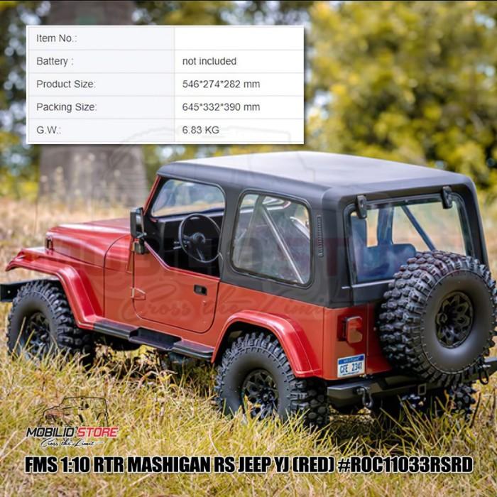 FMS Mashigan RS Jeep Wrangler (YJ) Merah 4WD Skala 1/10 RTR RC Crawler
