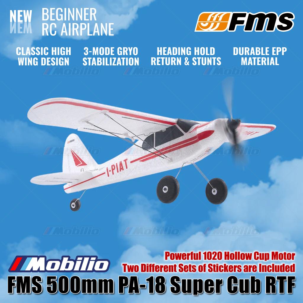 Pesawat RC Mikro FMS 500mm PA-18 Super Cub RTF Mudah Diterbangkan untuk Pemula