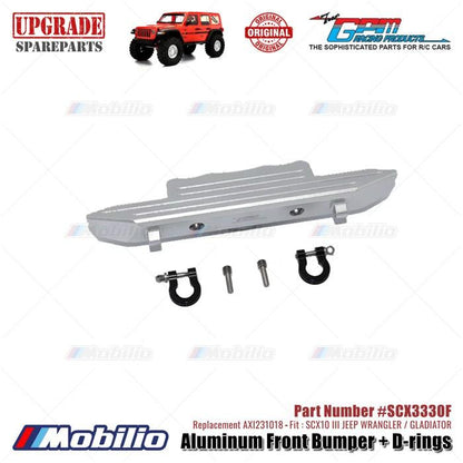 GPM Part #SCX3330F Aluminum Front Bumper + D-rings Upgrade Axial SCX10 III Jeep Wrangler - Gladiator AXI231018 Replacement Control Remote Toy