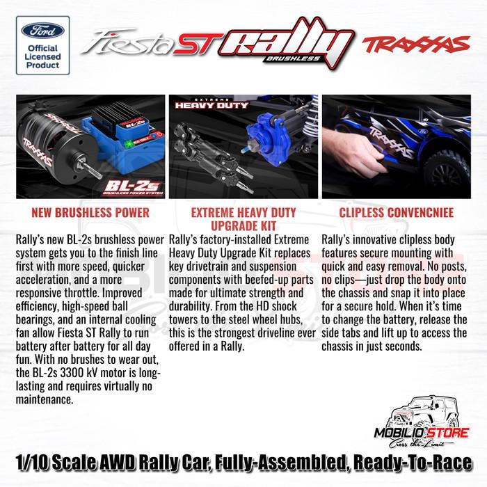 Traxxas 74154-4 Ford Fiesta ST Rally BL-2s Brushless 1/10 AWD Mobil Balap RTR dengan Sistem BL-2s dan Kualitas Terbaik - Control