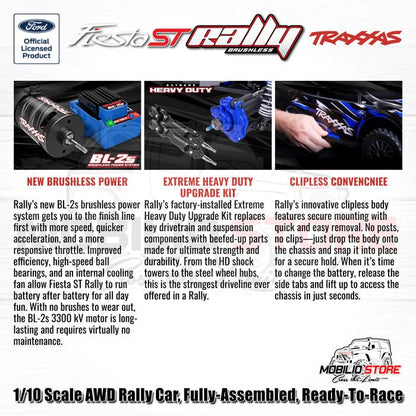 Traxxas 74154-4 Ford Fiesta ST Rally BL-2s Brushless 1/10 AWD Mobil Balap RTR dengan Sistem BL-2s dan Kualitas Terbaik - Control